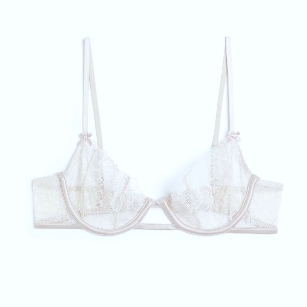 H&M WHITE NON-PADDED UNDERWIRE LACE BRA SIZE 32A